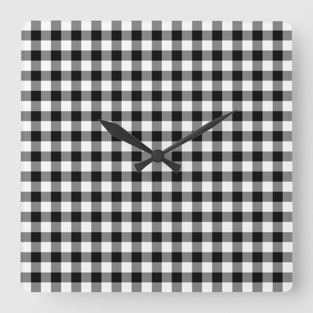 Horloge Carrée Black and white checked gingham pattern (Recto)