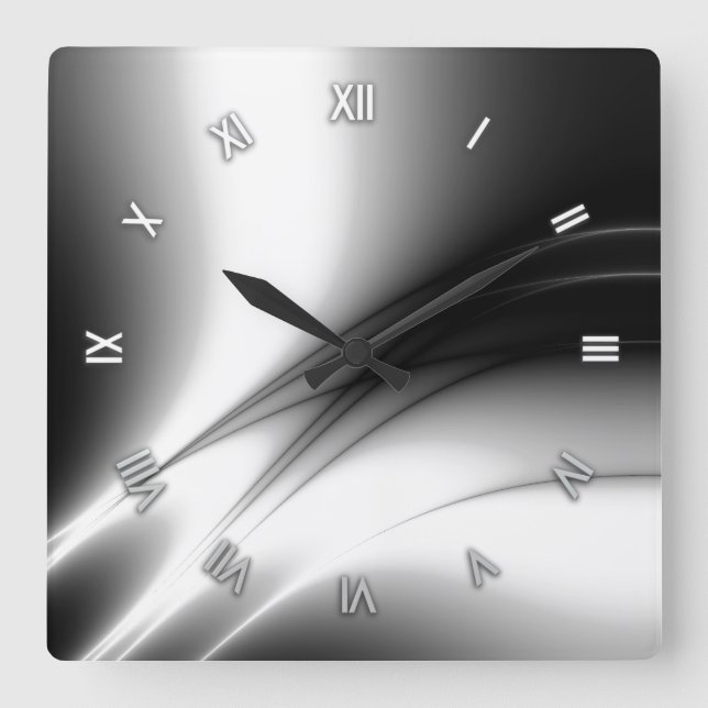 Horloge Carrée Black and White Estuary Wall (Recto)