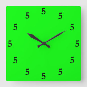 Horloge Carrée Black Five oClock quelque part sur Lime Green