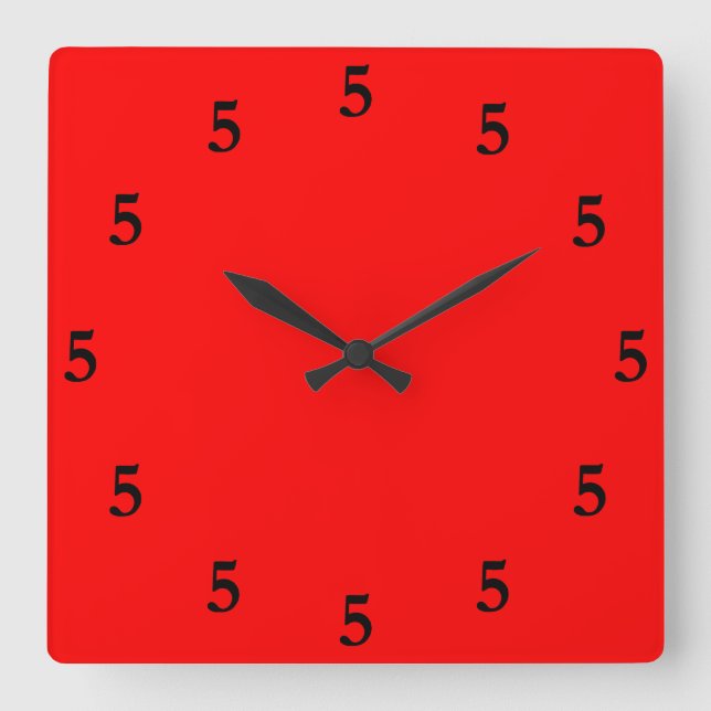Horloge Carrée Black Five o'Clock Somewhere on Red (Recto)