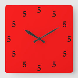 Horloge Carrée Black Five o'Clock Somewhere on Red