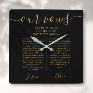 Horloge Carrée Black Gold Script Son et ses Vaches Mariages