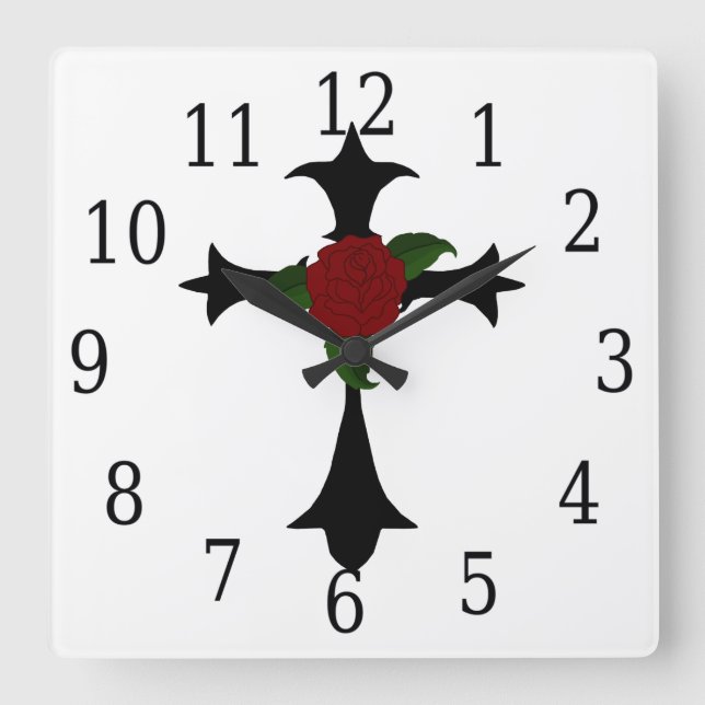 Horloge Carrée Black Tribal Cross Square (Recto)