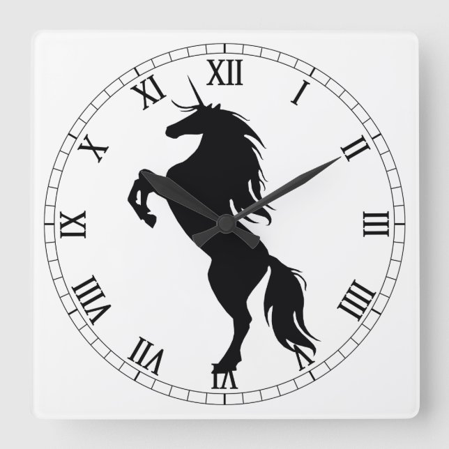 Horloge Carrée Black Unicorn Silhouette (Recto)