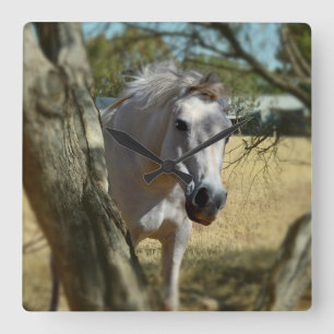 Horloge Carrée Blanche Neige Le Cheval,