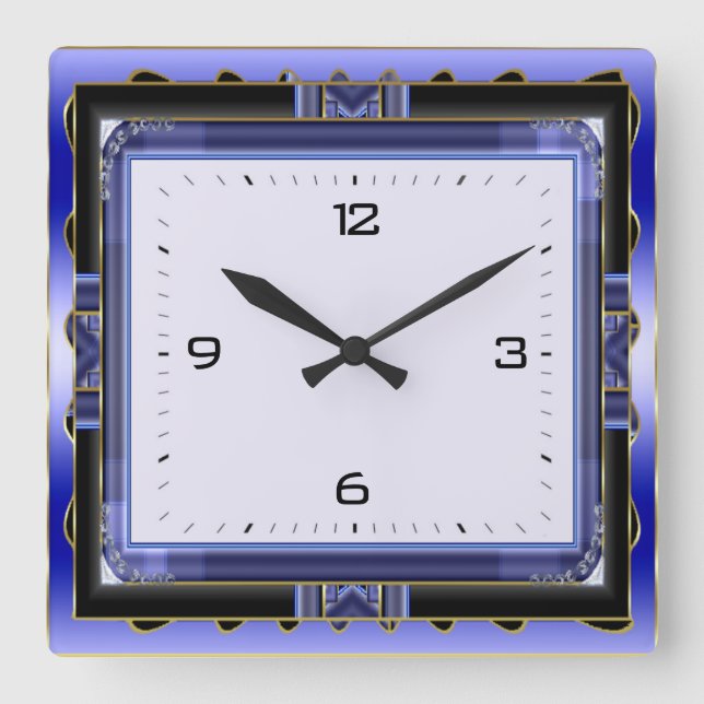 Horloge Carrée Bleu (Recto)
