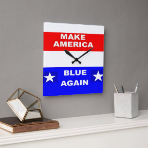 Horloge Carrée Bleu à nouveau