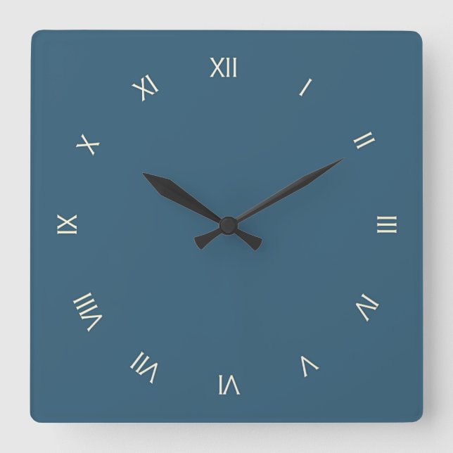 Horloge Carrée Bleu en acier ordinaire (Recto)