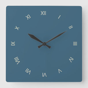 Horloge Carrée Bleu en acier ordinaire