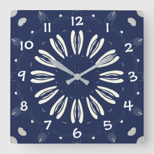 Horloge Carrée Bleu et blanc