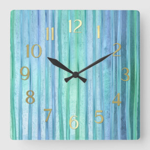 Horloge Carrée Bleu et vert