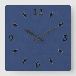 Horloge Carrée Bleu foncé texturé  
