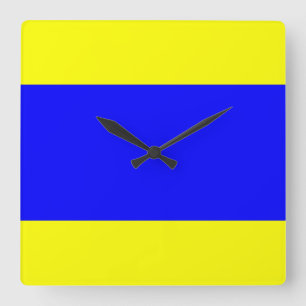 Horloge Carrée Bleu jaune de delta