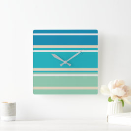 Horloge Carrée Bleu turquoise, vert et turquoise