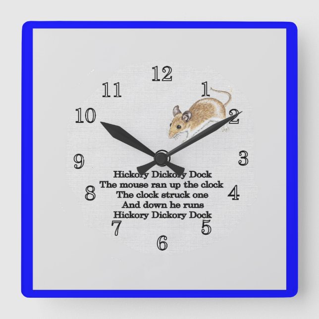 Horloge Carrée Bloc de verrouillage HIckory Dickory Dock Wall (Recto)