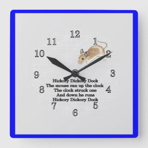 Horloge Carrée Bloc de verrouillage HIckory Dickory Dock Wall