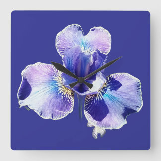 Horloge Carrée Blue Flower Wall Clock