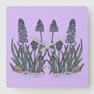 Horloge Carrée Blue Grape Hyacinth