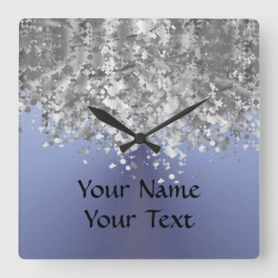Horloge Carrée Blue gray and faux glitter