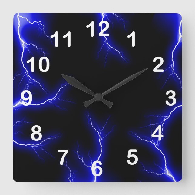 Horloge Carrée Blue Lightning (Recto)