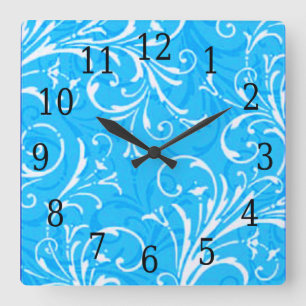 Horloge Carrée Blue Ornamental Square Clock