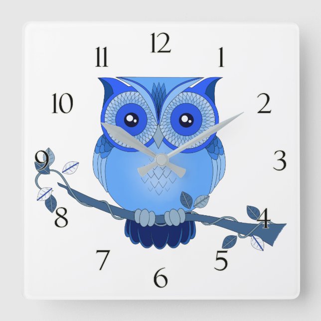Horloge Carrée Blue Owl Clock (Recto)