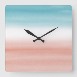 Horloge Carrée Blue peach ombre