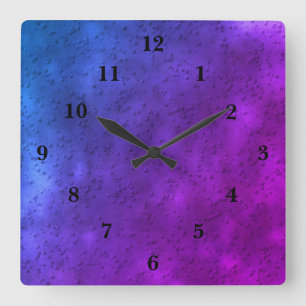 Horloge Carrée Blue puple pink marble , rainbow