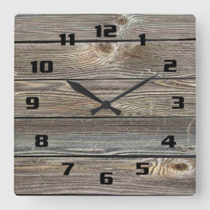 Horloge Carrée Bois d'aspect authentique