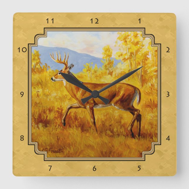 Horloge Carrée Bois d'Aspen (Recto)