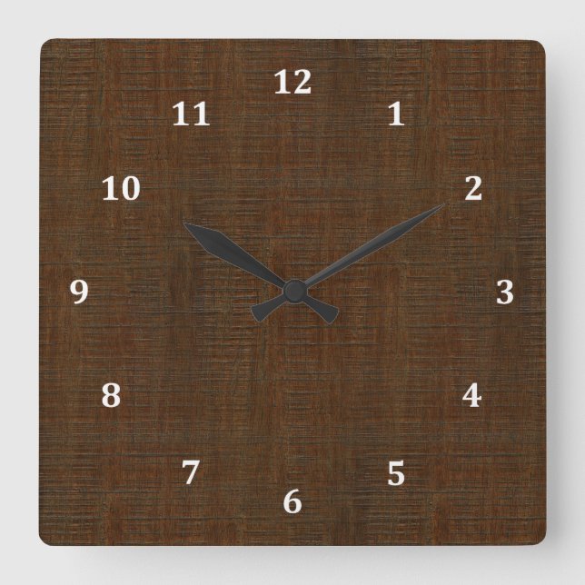 Horloge Carrée Bois de bambou rustique - Tissu (Recto)