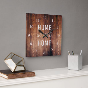 Horloge Carrée Bois de grange foncé rustique moderne Maison douc