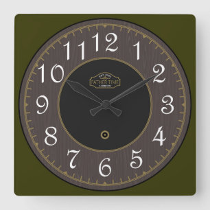 Horloge Carrée Bois foncé antique