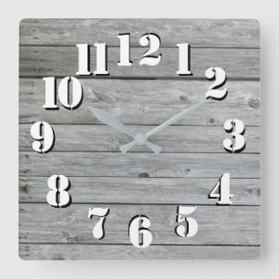 Horloge Carrée Bois rustique authentique d'aspect magnifique