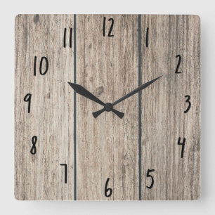Horloge Carrée Bois rustique vieilli ferme grange campagne