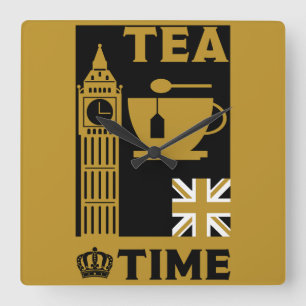 Horloge Carrée Boissons de thé britanniques classiques