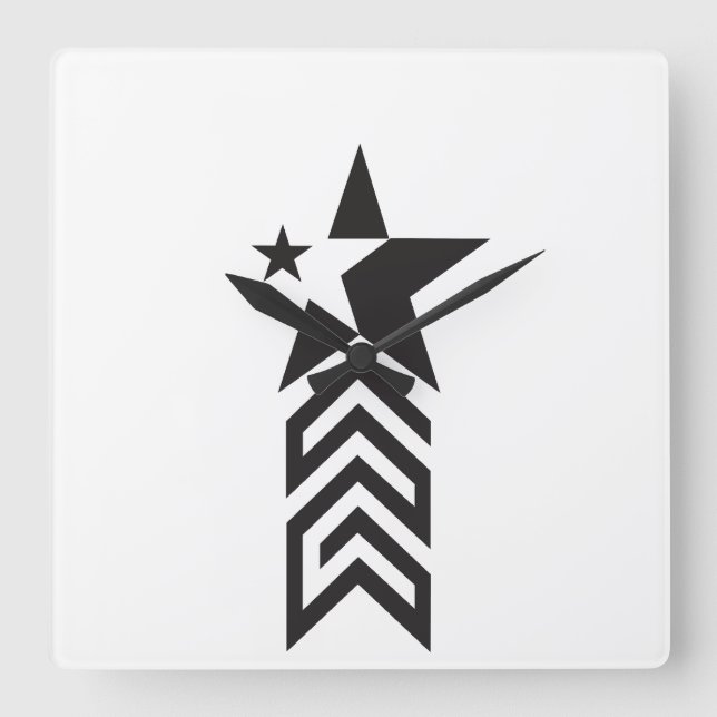 Horloge Carrée Bold Black Geometric Star (Recto)