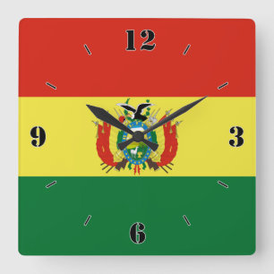 Horloge Carrée Bolivie Nationale Drapeau Patriotique