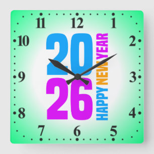 Horloge Carrée Bonne année 2026-34568