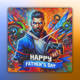 Horloge Carrée Bonne Fête des pères papa Gamer |