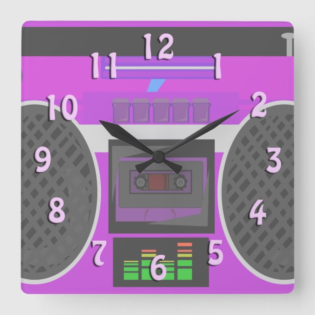 Horloge Carrée Boombox violette 800 (Recto)