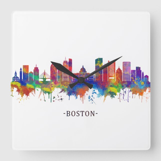 Horloge Carrée Boston Massachusetts Skyline (Recto)