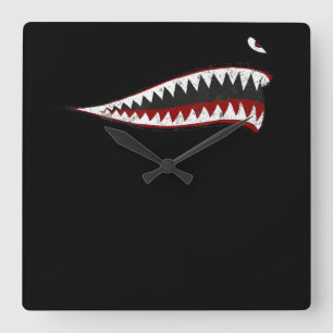 Horloge Carrée Bouche De Requin Volant Tigers - Cadeaux Pour Amat