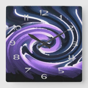 Horloge Carrée Bougie dans le vent (violet)