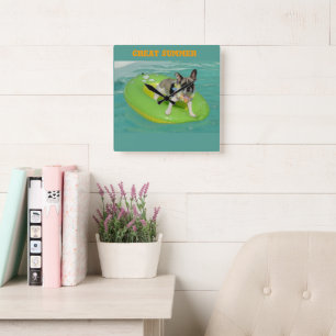 Horloge Carrée Bouledogue français été Bouledogue Français