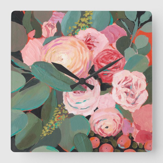 Horloge Carrée Bouquet Eucalyptus (Recto)