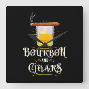 Horloge Carrée Bourbon Et Cigares