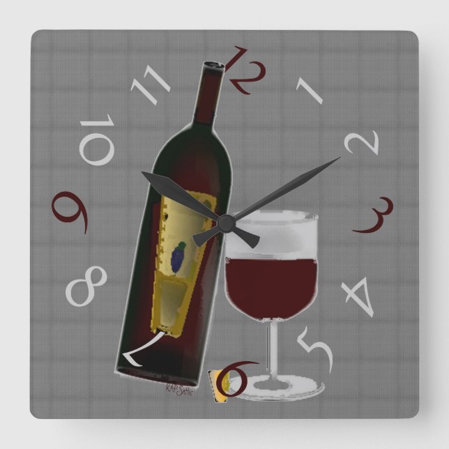 Horloge Carrée Bouteille de vin (Recto)