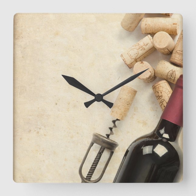 Horloge Carrée Bouteille de vin (Recto)