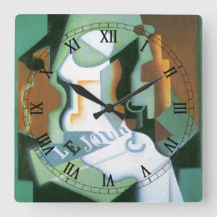Horloge Carrée Bouteille et Compotier par Juan Gris, Cubisme Vint